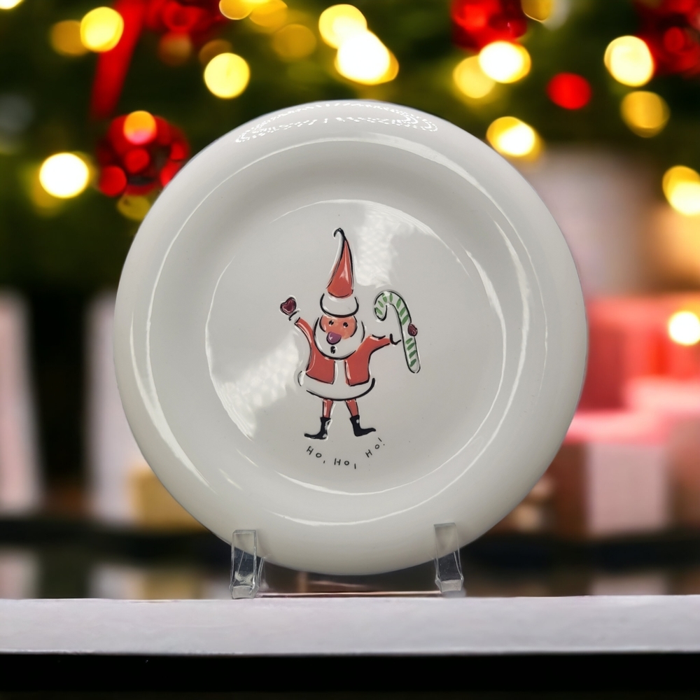 Christmas HausenWare Sally Noll Santa Ho Ho Ho Cookie Plate Ceramic Art Hausen